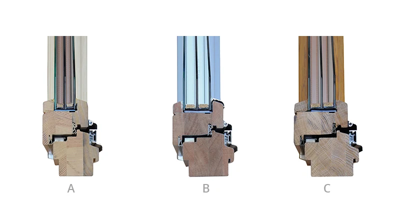 Querschnitte von Fensterprofilen aus Brettschichtholz